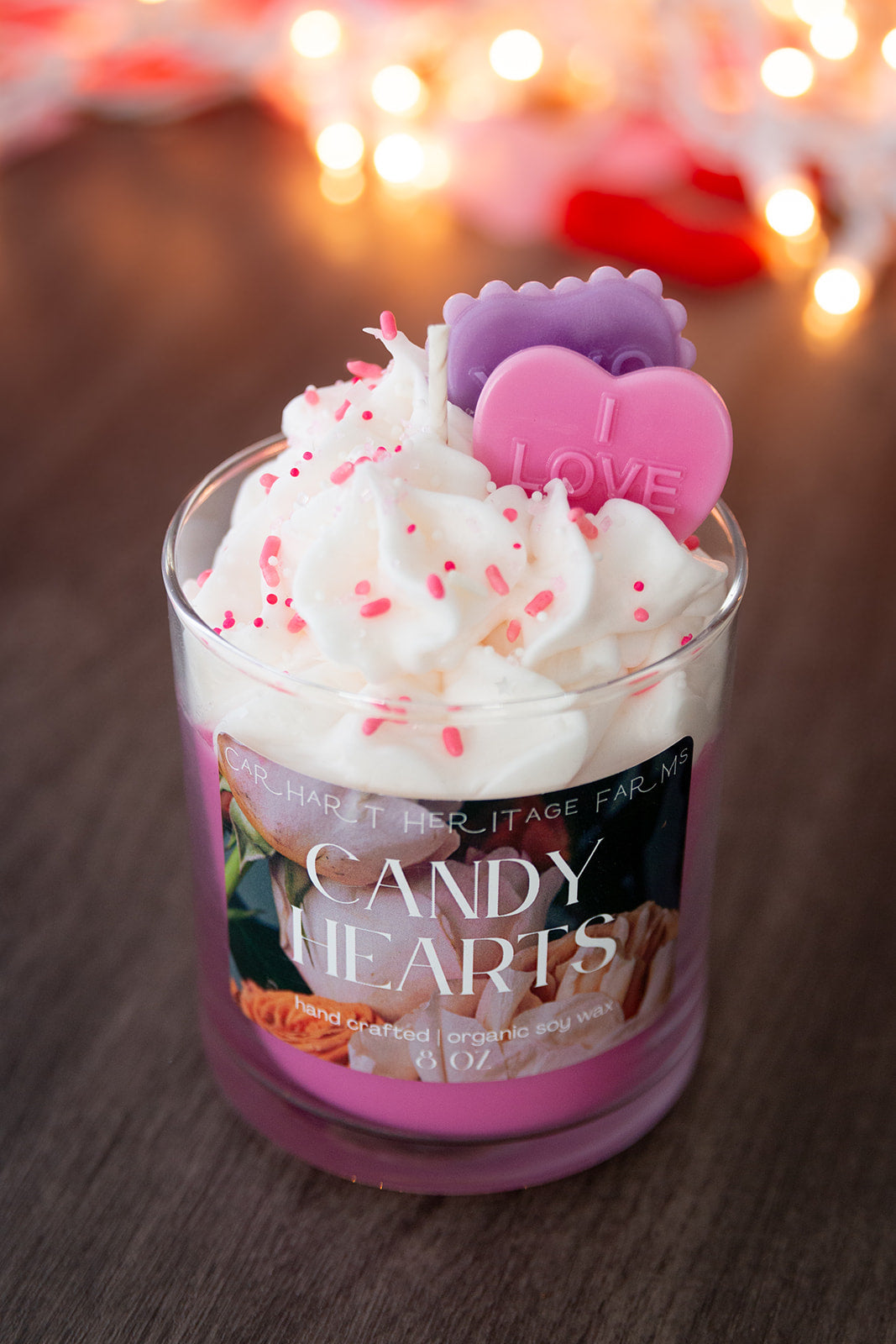 Velvet Candy Hearts Scented Candle for a Sweet and Cozy Atmosphere