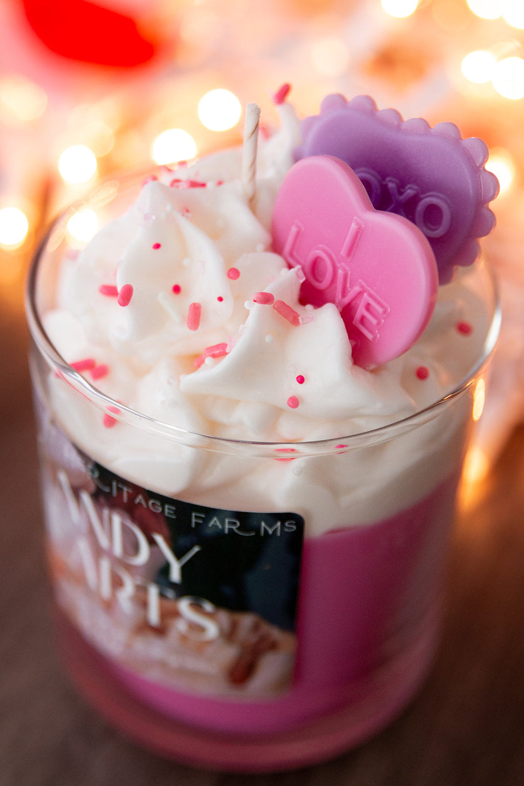 Velvet Candy Hearts Scented Candle for a Sweet and Cozy Atmosphere