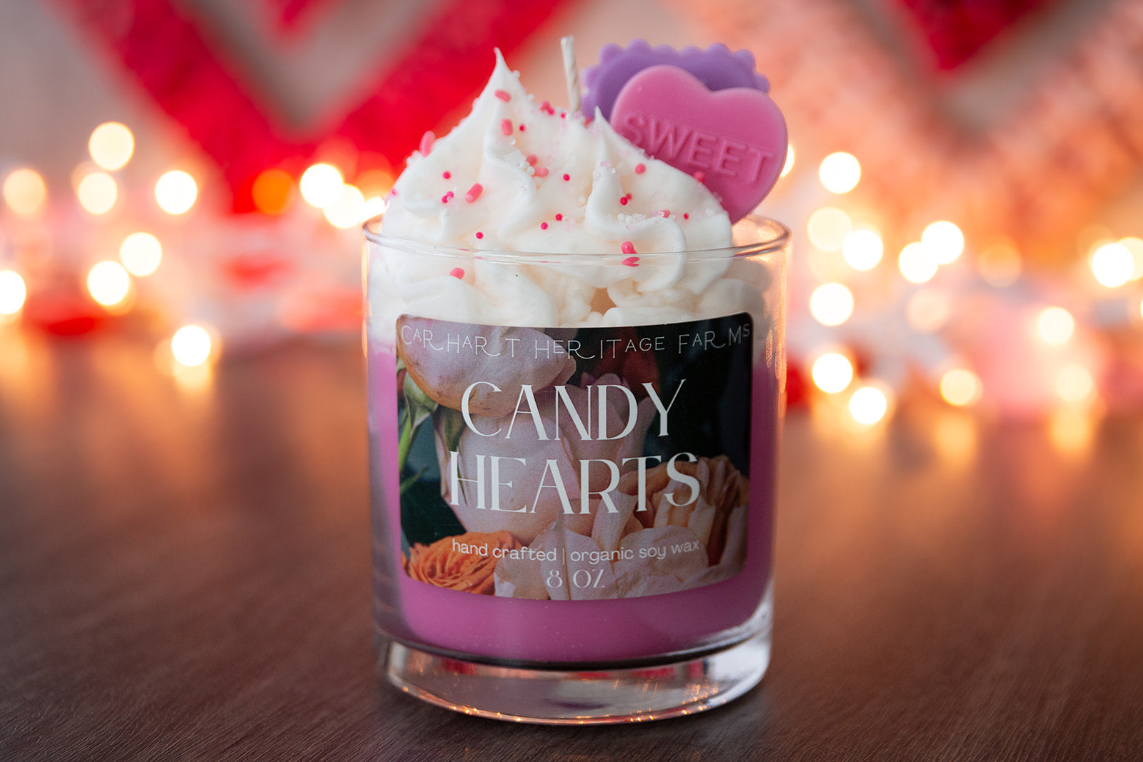 Velvet Candy Hearts Scented Candle for a Sweet and Cozy Atmosphere
