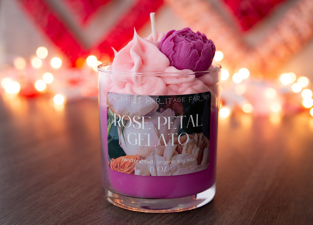 Velvet Rose Petal Gelato Candle for a Romantic Ambiance