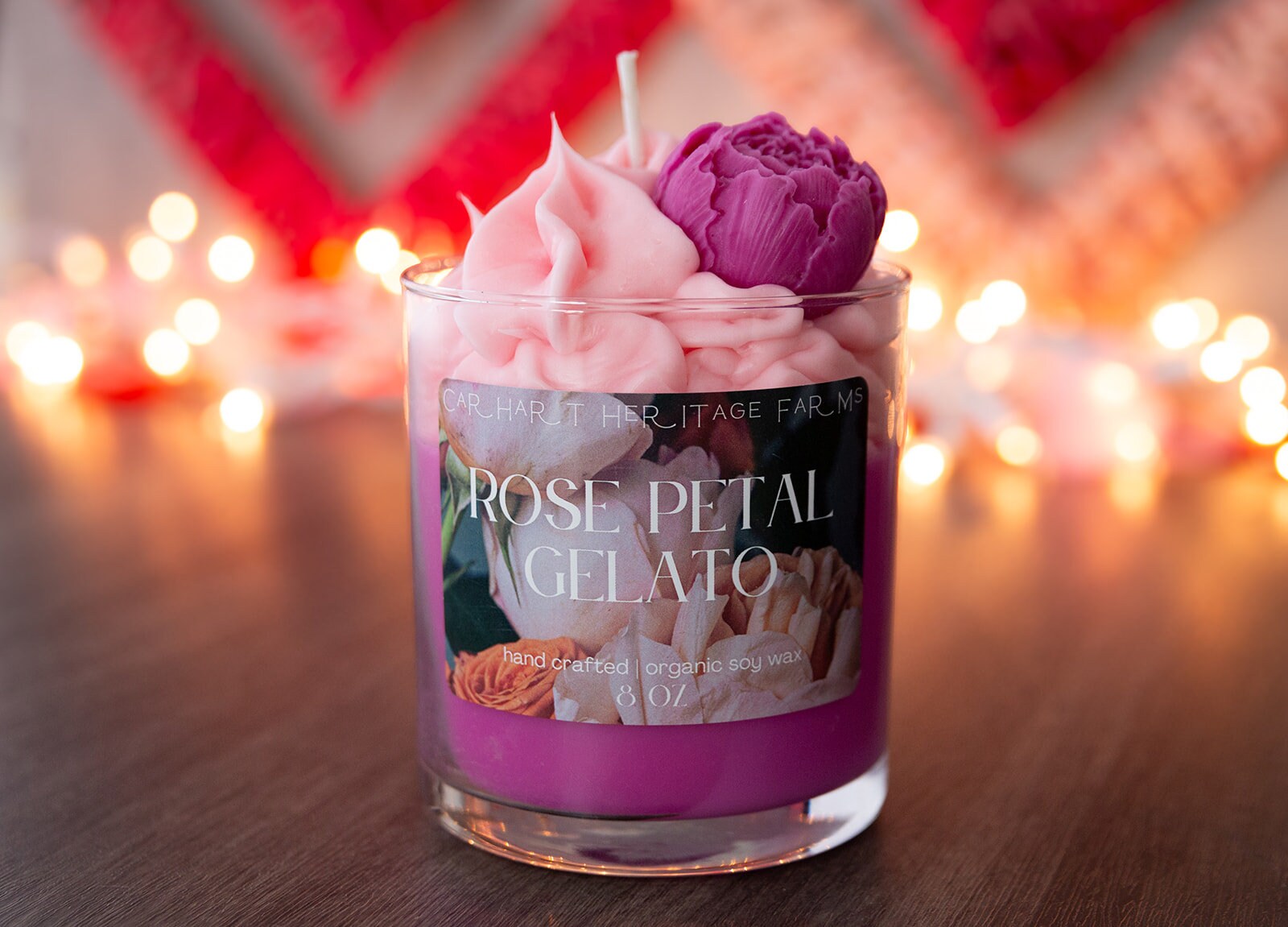 Velvet Rose Petal Gelato Candle for a Romantic Ambiance